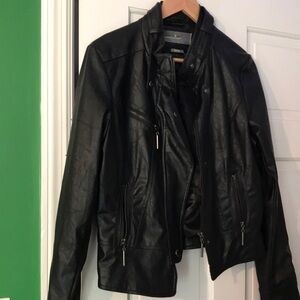 Paper denim&cloth leather jacket